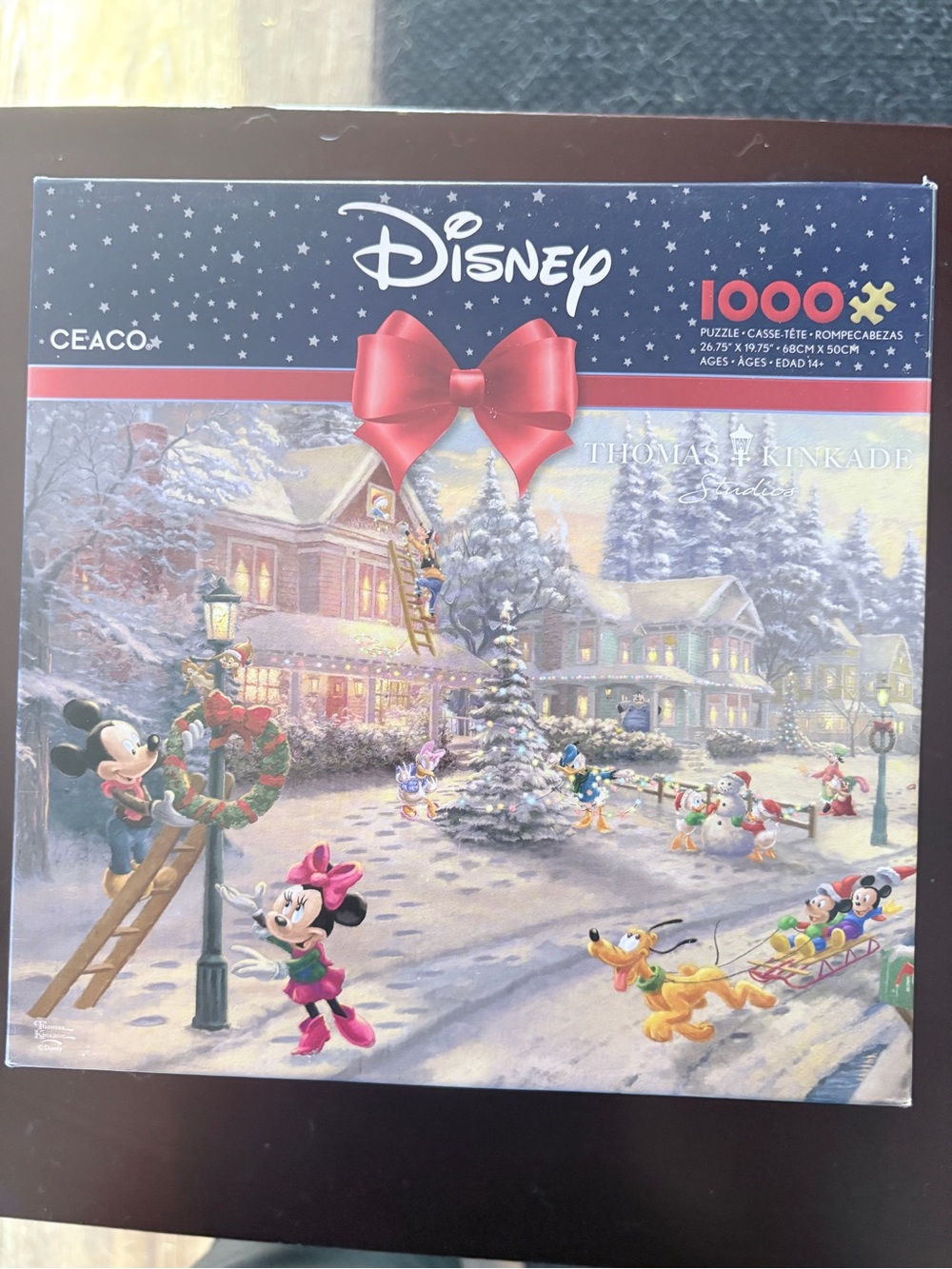 Disney Thomas Kinkade 1000 Piece Jigsaw Puzzle - Mickeys Vintage Christmas